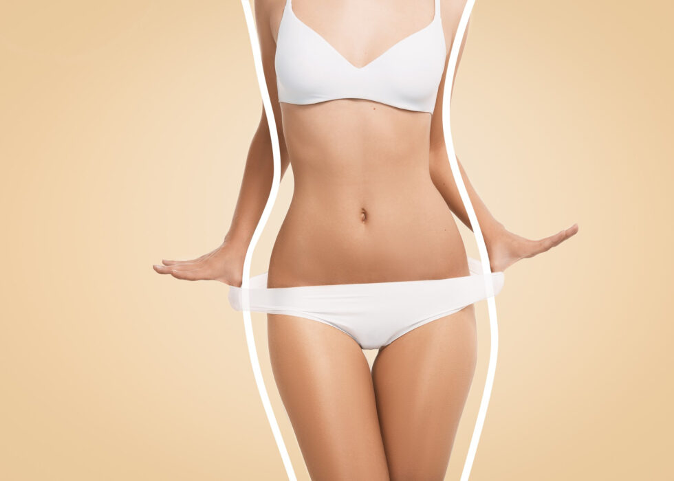 Fit woman wearing white lingerie